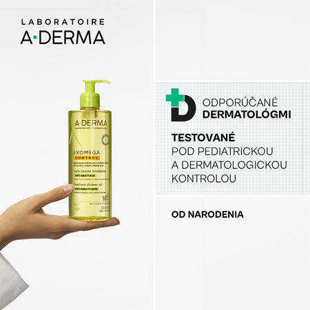 A-Derma Exomega Control Emollient Shower Oil zvláčňujúci sprchový olej pre suchú až atopickú pokožku