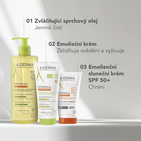 A-Derma Exomega Control Emollient Solar Cream ochranný krém na obličej a tělo