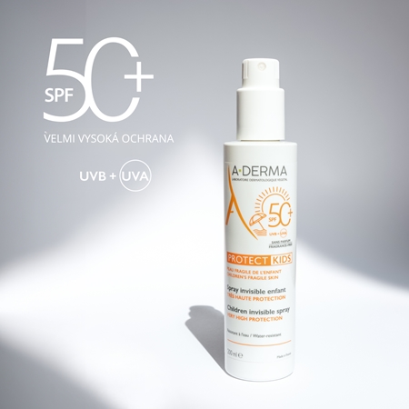 A-Derma Protect Kids Children Invisible Spray ochranné opalovací mléko ve spreji SPF 50+ pro děti