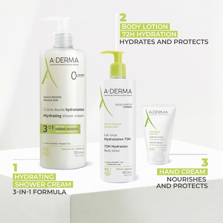 A-Derma Basispflege Body Lotion 72h Hydration feuchtigkeitsspendende Body lotion
