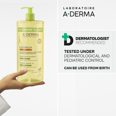 A-Derma Exomega Control Emollient Shower Oil Mīkstinoša dušas eļļa sausai un atopiskai ādai
