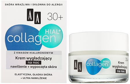 AA Cosmetics Collagen HIAL+ crema de noapte pentru netezire 30+