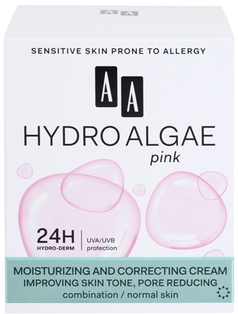 AA Cosmetics Hydro Algae Pink crème unifiante pour hydrater la peau et réduire l'apparence des pores