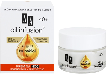 AA Cosmetics Oil Infusion2 Argan Tsubaki 40+ Regenererande nattkräm med effekt mot åldrande
