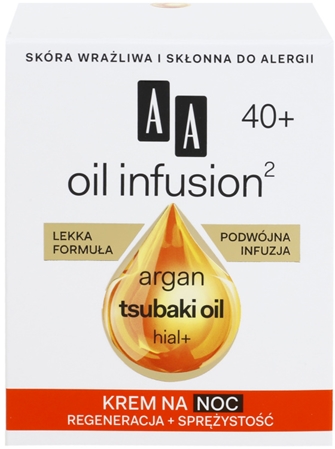 AA Cosmetics Oil Infusion2 Argan Tsubaki 40+ Regenererande nattkräm med effekt mot åldrande