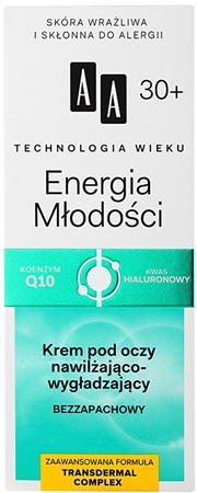 AA Cosmetics Age Technology Youthful Vitality crema de ochi pentru hidratare si matifiere 30+