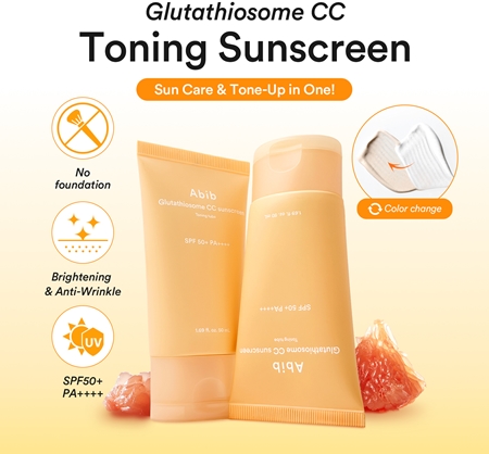 Abib Glutathiosome CC Sunscreen Toning Tube Προστατευτικό υγρό προσώπου με χρώμα με αποτέλεσμα λάμψης