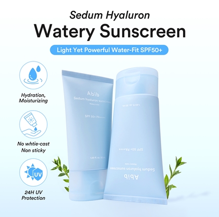 Abib Sedum Hyaluron Watery Tube Sunscreen crème solaire visage avec effets apaisants