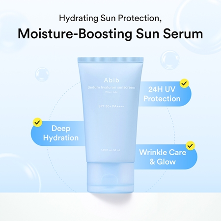 Abib Sedum Hyaluron Watery Tube Sunscreen crème solaire visage avec effets apaisants