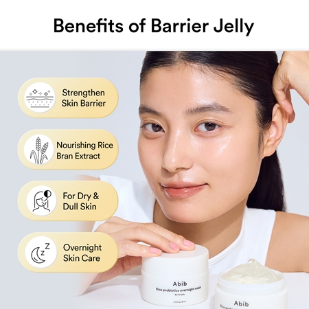 Abib Rice Probiotics Overnight Mask Barrier Jelly masque de nuit visage pour une hydratation intense