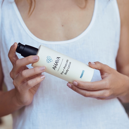 AHAVA Probiotics leite corporal intensamente hidratante com probióticos