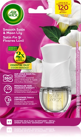 Air Wick Smooth Satin & Moon Lily Electric diffuseur électrique de parfum d'ambiance avec recharge