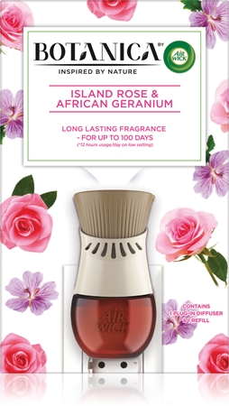 Air Wick Botanica Island Rose & African Geranium difuzor electric cu aromă de trandafiri