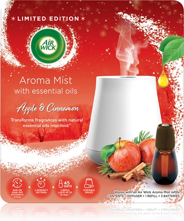 Air Wick Magic Winter Apple & Cinnamon kvapų difuzorius su užpildu + baterija White Difuser