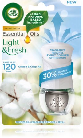 Air Wick Light & Fresh Cotton & Crisp Air diffuseur électrique de parfum  d'ambiance avec recharge