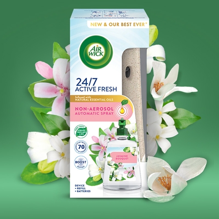 Air Wick Active Fresh Jasmine Bouquet automaatne õhuvärskendaja koos täidisega