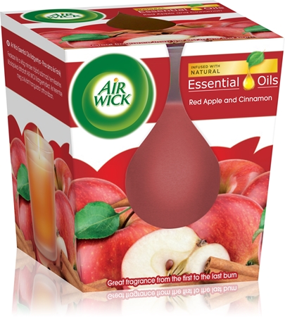 Air Wick Essential Oil Red Apple & Cinnamon dišeča sveča