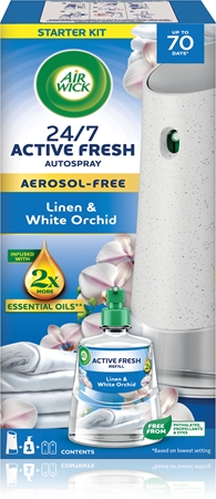 Air Wick Active Fresh Ricariche Cotton & Orchidea Bianca: 4 Ricariche Da 228 Ml Per Deodorante Ambienti Automatico Senza Aerosol