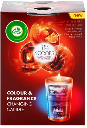 Air Wick Life Scents Color & Fragrance Changing Scented Candle 140 g (Cozy by the Fire)