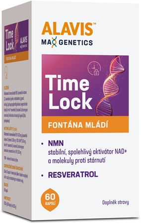 Alavis Max Genetics TimeLock NMN kapsle pro udržení energie a kognitivní výkonnosti