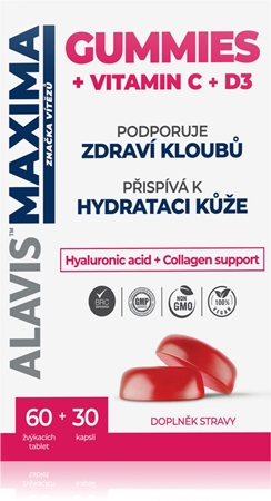 Alavis Maxima GUMMIES Vitamin C+D3 tablety a kapsuly na kĺby, väzy a kožu