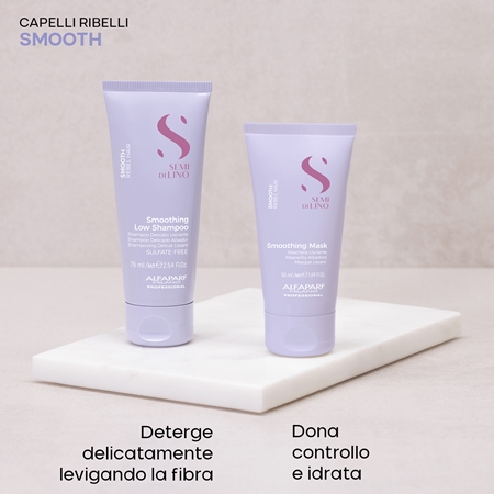 Alfaparf Milano Semi di Lino Smooth Minisize Kit set di cosmetici da viaggio per capelli ribelli e crespi