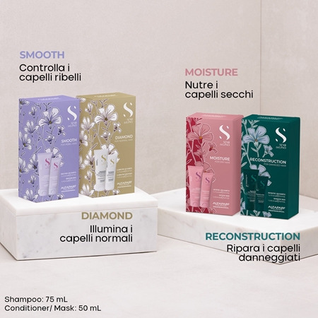 Alfaparf Milano Semi di Lino Smooth Minisize Kit set di cosmetici da viaggio per capelli ribelli e crespi