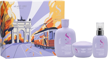 Alfaparf Milano Semi di Lino Smooth Holiday Kit Gift Set for unruly and frizzy hair
