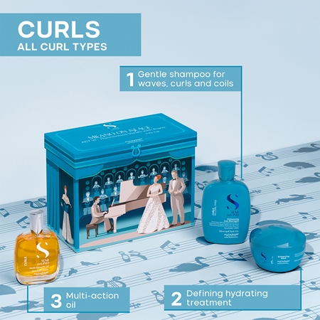 Alfaparf Milano Semi Di Lino Curls Holiday Kit Geschenkset Lockenpflege für lockiges Haar
