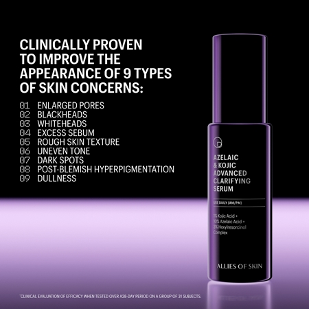 Allies of Skin Azelaic & Kojic Advanced Clarifying Serum Deep Repairing Serum for the face