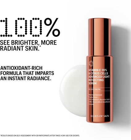 Allies of Skin Vitamin C 20% & Citrus Cells Advanced Firm & Glow Serum Brightening Face Serum with vitamin C