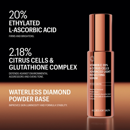 Allies of Skin Vitamin C 20% & Citrus Cells Advanced Firm & Glow Serum Brightening Face Serum with vitamin C