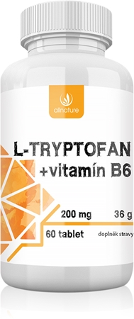 Allnature L-tryptofan + vitamín B6 tablety pro podporu snížení míry únavy a vyčerpání