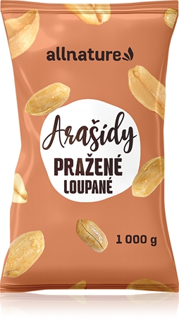 Allnature Arašidy pražené lúpané nesolené orechy pražené