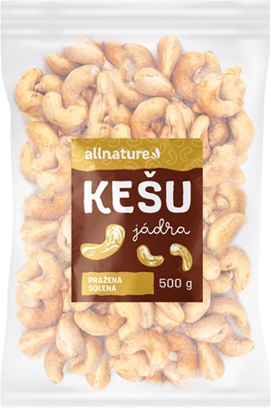 Allnature Kešu ořechy pražené solené ořechy pražené solené