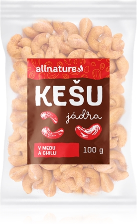 Allnature Kešu ořechy v medu a chilli pikantní ořechy