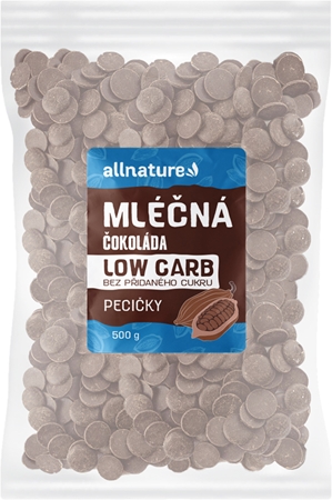 Allnature Pecičky Low Carb Mléčná čokoláda mléčná čokoláda bez přidaného cukru
