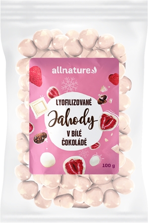 Allnature Lyofilizované jahody v bielej čokoláde mrazom sušené ovocie v čokoláde