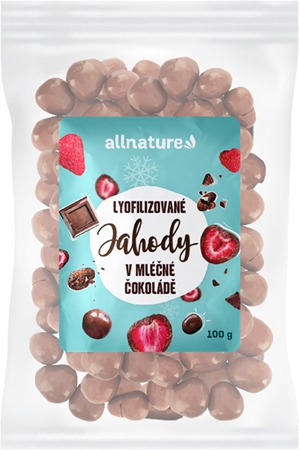Allnature Lyofilizované jahody v mliečnej čokoláde mrazom sušené ovocie v čokoláde