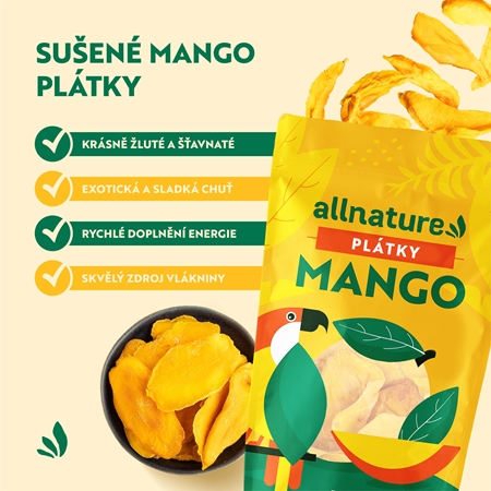 Allnature Mango plátky sušené ovocie