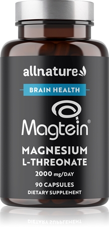 Allnature Magtein® Magnesium L-Threonate kapsle pro podporu normální činnosti nervové soustavy, svalů, zubů a snížení míry únavy