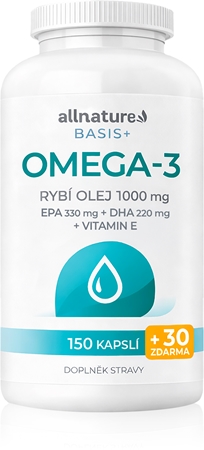 Allnature Basis+ Omega 3 kapsuly pre normálnu činnosť srdca a mozgu