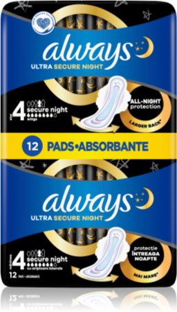 Always Sanitary Towels Ultra Secure Night (Size 4) Wings