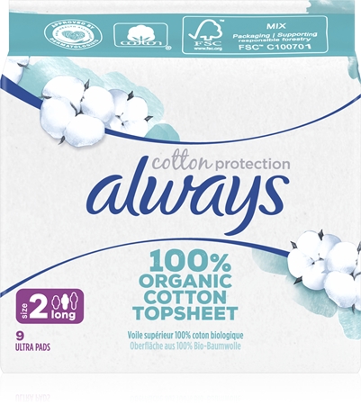Always Cotton Protection Long paketai be kvapiųjų medžiagų