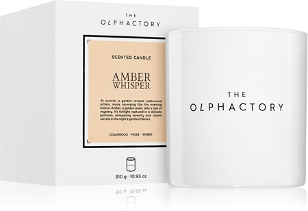 The Olphactory White Insignia Amber Whisper dišeča sveča