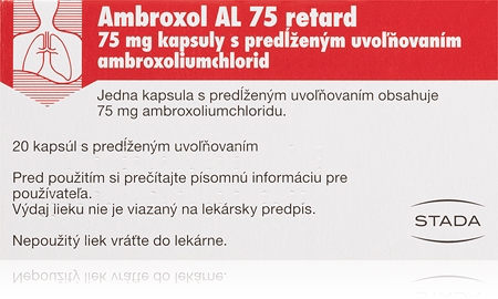 STADA Ambroxol AL Retard 75 mg kapsuly na liečbu akútnych ochorení dýchacích ciest sprevádzaných tvorbou hlienu