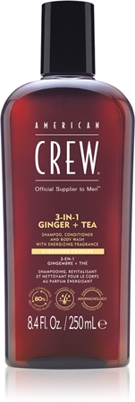 American Crew 3 in 1 Ginger + Tea szampon 3w1, odżywka i żel pod prysznic dla mężczyzn