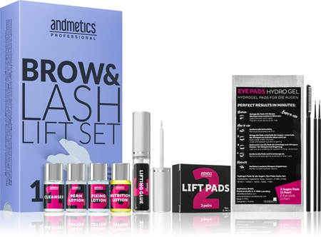andmetics Professional Brow & Lash Lift Set set per ciglia e sopracciglia
