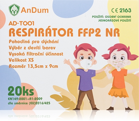 AnDum Respirator FFP2 NR red for childen maska ochronna dla dzieci