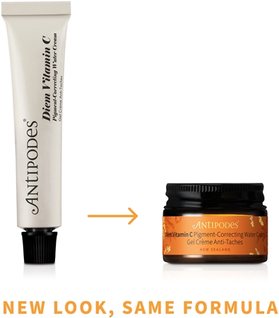 Antipodes Diem Vitamin C Pigment-Correcting Water Cream Uppljusande fuktgivare för åldersfläckar med bakuchiol